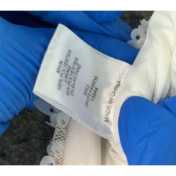 Meshki White Sequin Crop Top Tank M - Picture 5 of 6